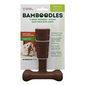 BAMBOODLES BAMBOO DOG CHEW TOY IN CHICKEN/PEANUT BUTTER AND BEEF FLAVOUR LONG LASTING CHEW